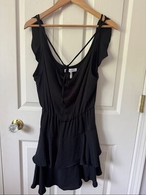Black Sleeveless Tiered Dress with Strappy Back